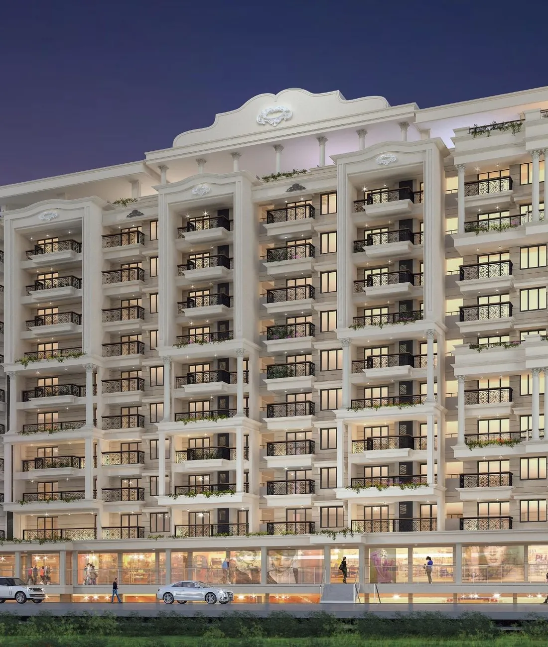 Lotus Pearl mixed-use building facade in Anegundi, Bejai, Mangaluru