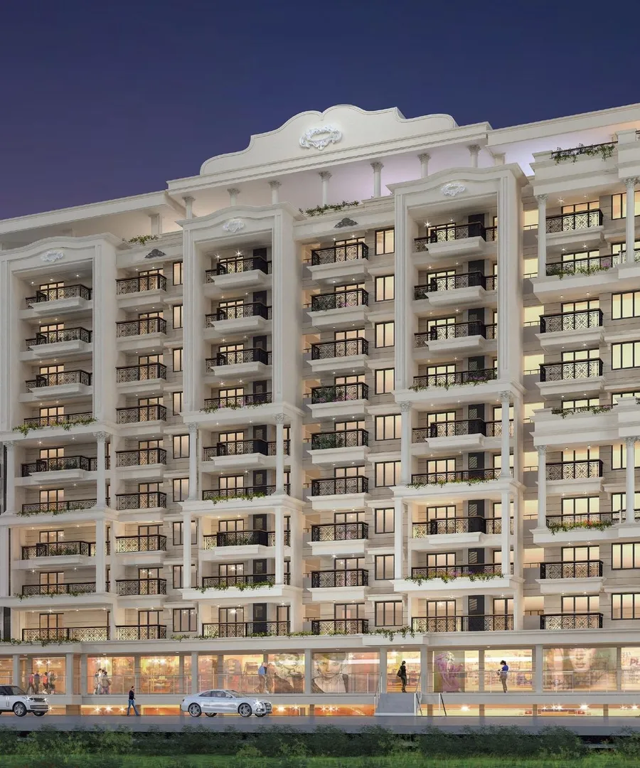 Lotus Pearl mixed-use building facade in Anegundi, Bejai, Mangaluru